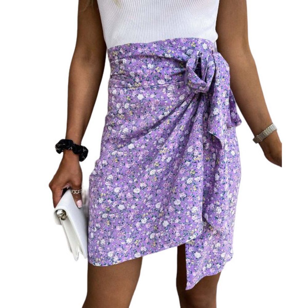 CELLABIE Purple Floral Wrap Skirt Size S